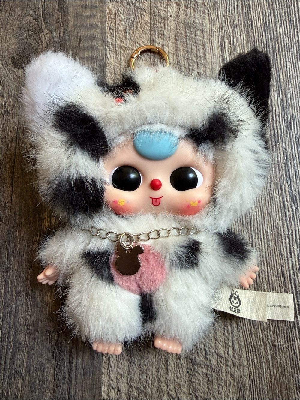 Baby Three Cats & Dogs Oreo Kitty Cat Bobo Eyes Plush Pendant